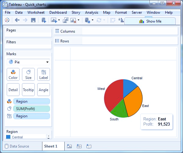 نمودار دایره ای (Pie Chart) در تبلو