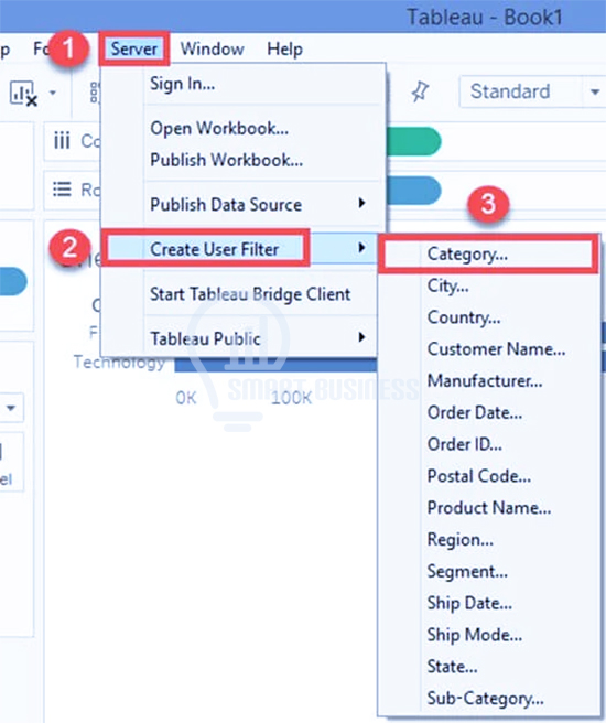 ایجاد فیلتر User در Tableau