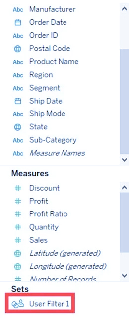 ایجاد فیلتر User در Tableau
