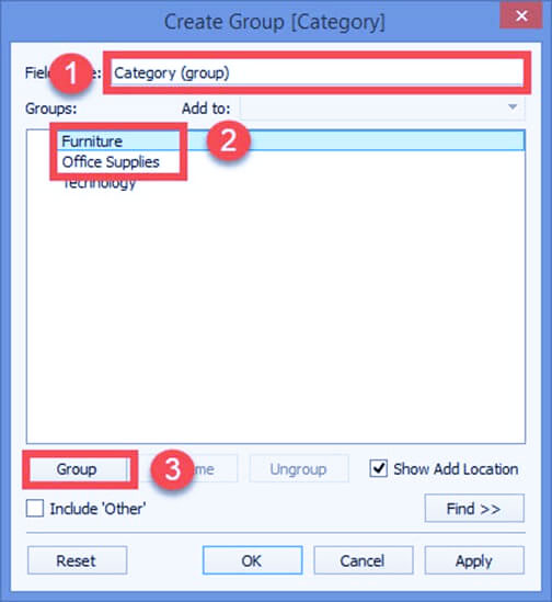 گروه‌ها در Tableau - Create Groups