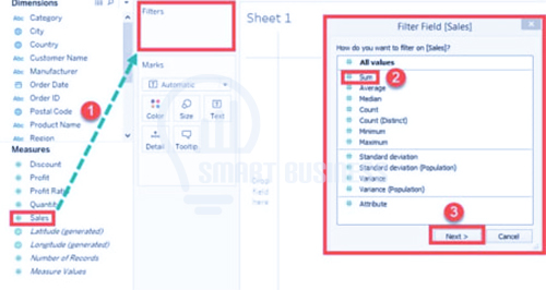 ایجاد فیلتر اندازه گیری (Measure) در Tableau