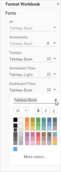 Formatting at the workbook level in tableau