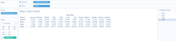 جداول متقاطع | Crosstab Tables در Tableau