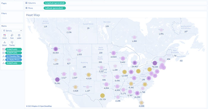 نقشه حرارتی Heat Map در Tableau