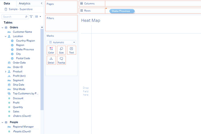 نقشه حرارتی Heat Map در Tableau