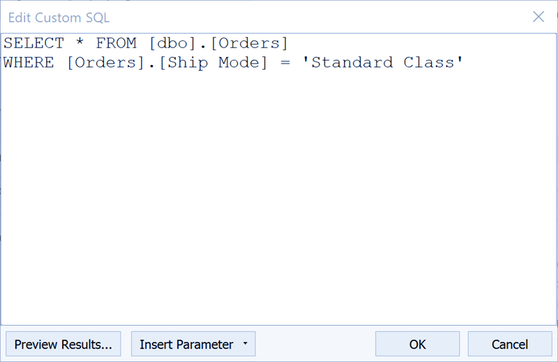 Connect to a Custom SQL Query
