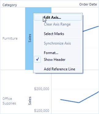 ویرایش Axes (محورها) در Tableau