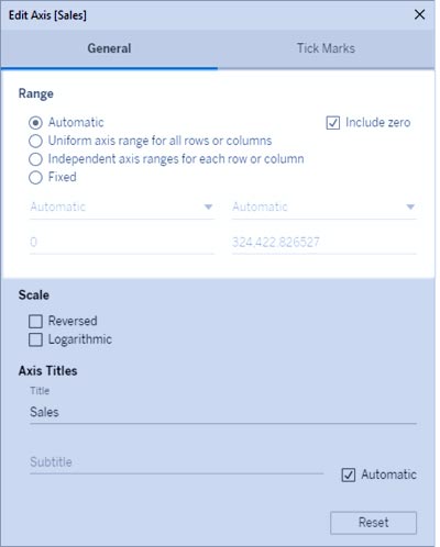 ویرایش Axes (محورها) در Tableau