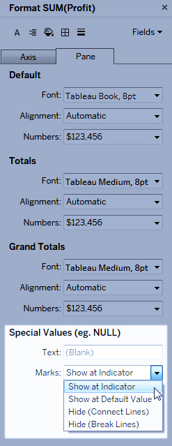 قالب‌بندی اعداد و مقادیر تهی (Null) در Tableau