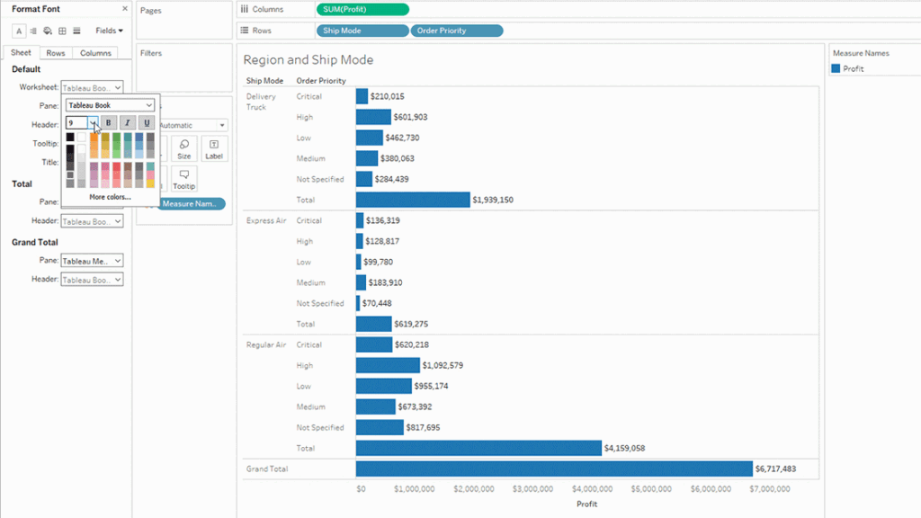 قالب‌ بندی متن و فونت در Tableau