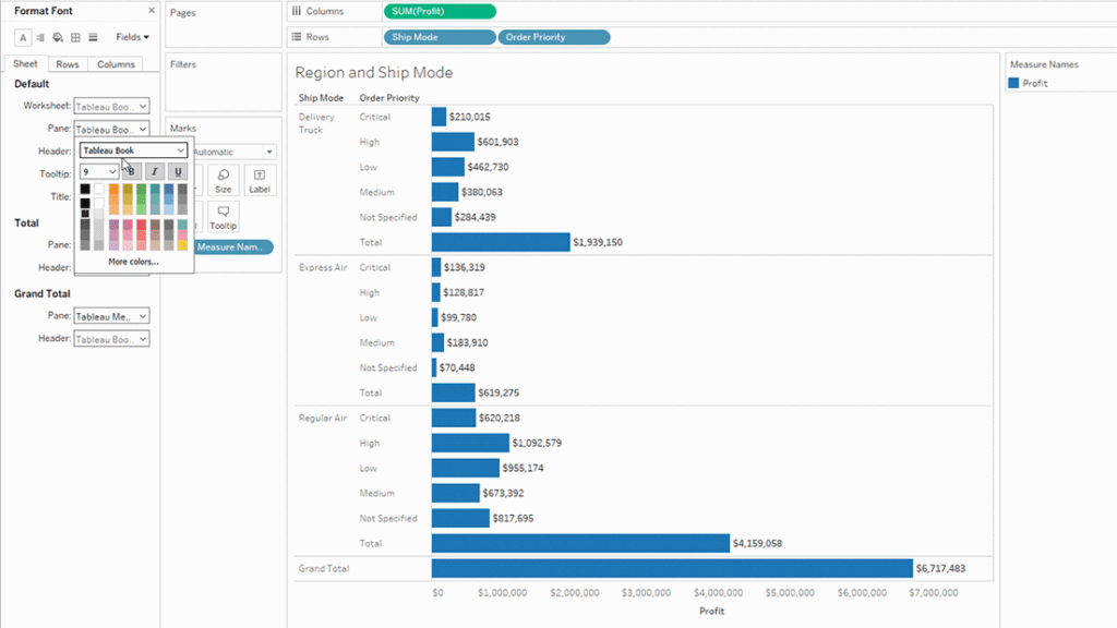 قالب‌ بندی متن و فونت در Tableau