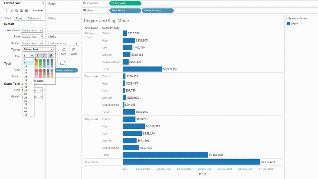 قالب‌ بندی متن و فونت در Tableau
