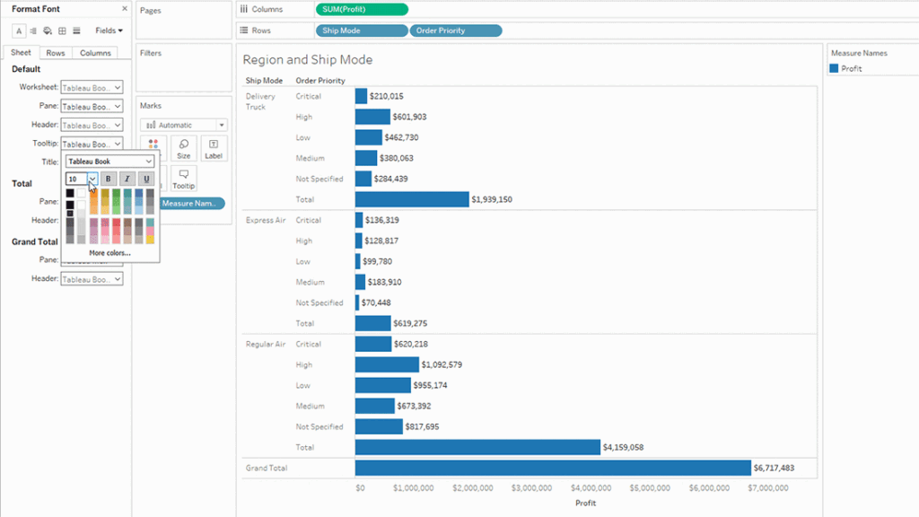 قالب‌ بندی متن و فونت در Tableau