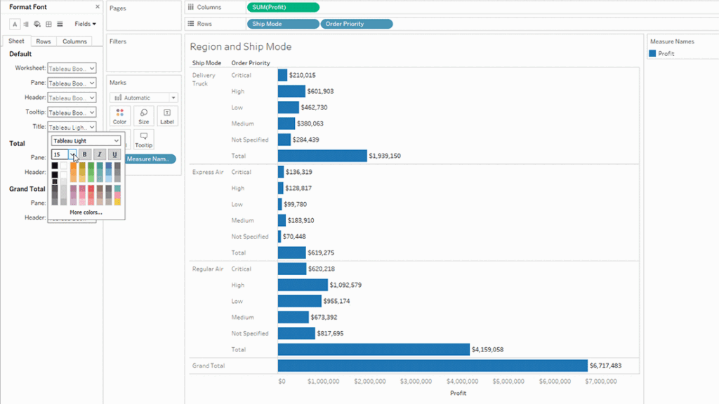 قالب‌ بندی متن و فونت در Tableau
