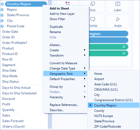 نقش‌ جغرافیایی Geographic Roles در Tableau Desktop