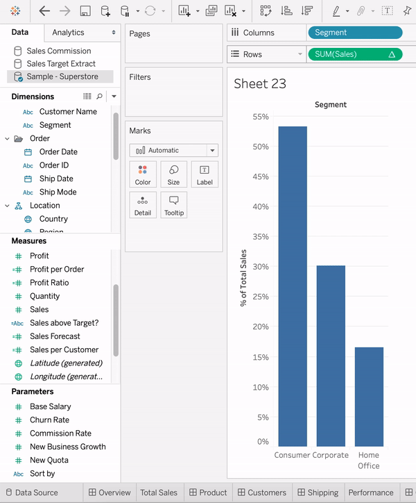 Table Calculation in a Tableau Data Story
