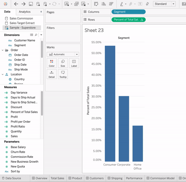 Table Calculation in a Tableau Data Story