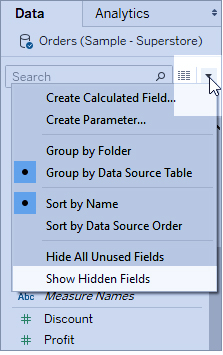 Organize and Customize Fields in the Data Pane
