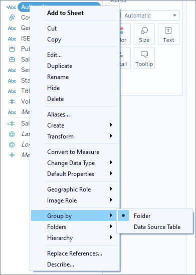 Organize and Customize Fields in the Data Pane
