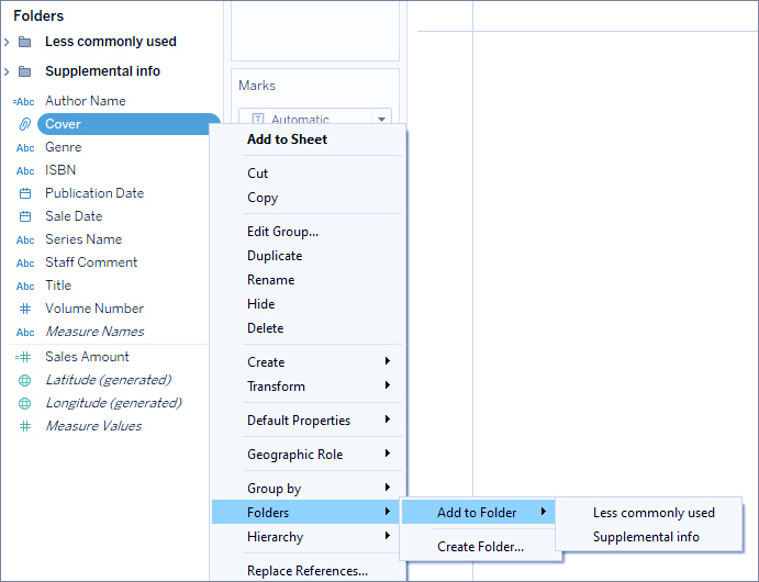 Organize and Customize Fields in the Data Pane