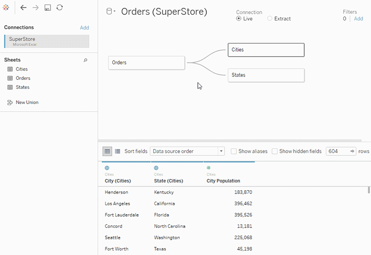 Relationship داده ها در Tableau