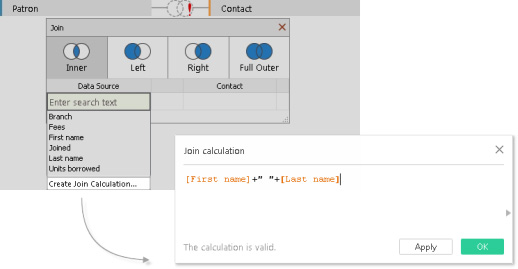 نتایج اتصال (Join) در شبکه داده Tableau