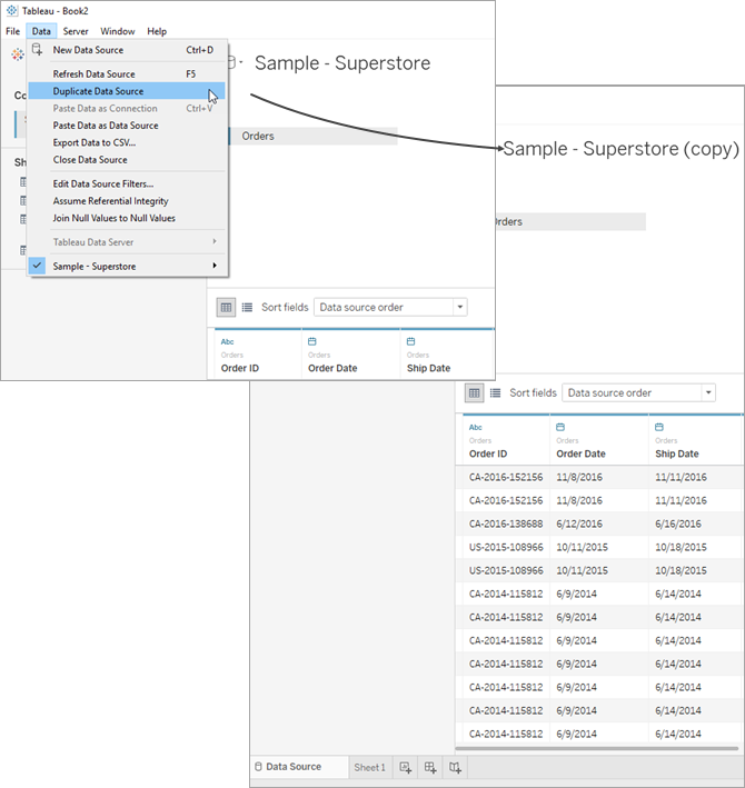ویرایش منابع داده (Edit Data Source) در Tableau