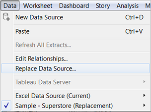 Replace Data Source inTableau Desktop