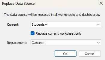 Replace Data Source inTableau Desktop